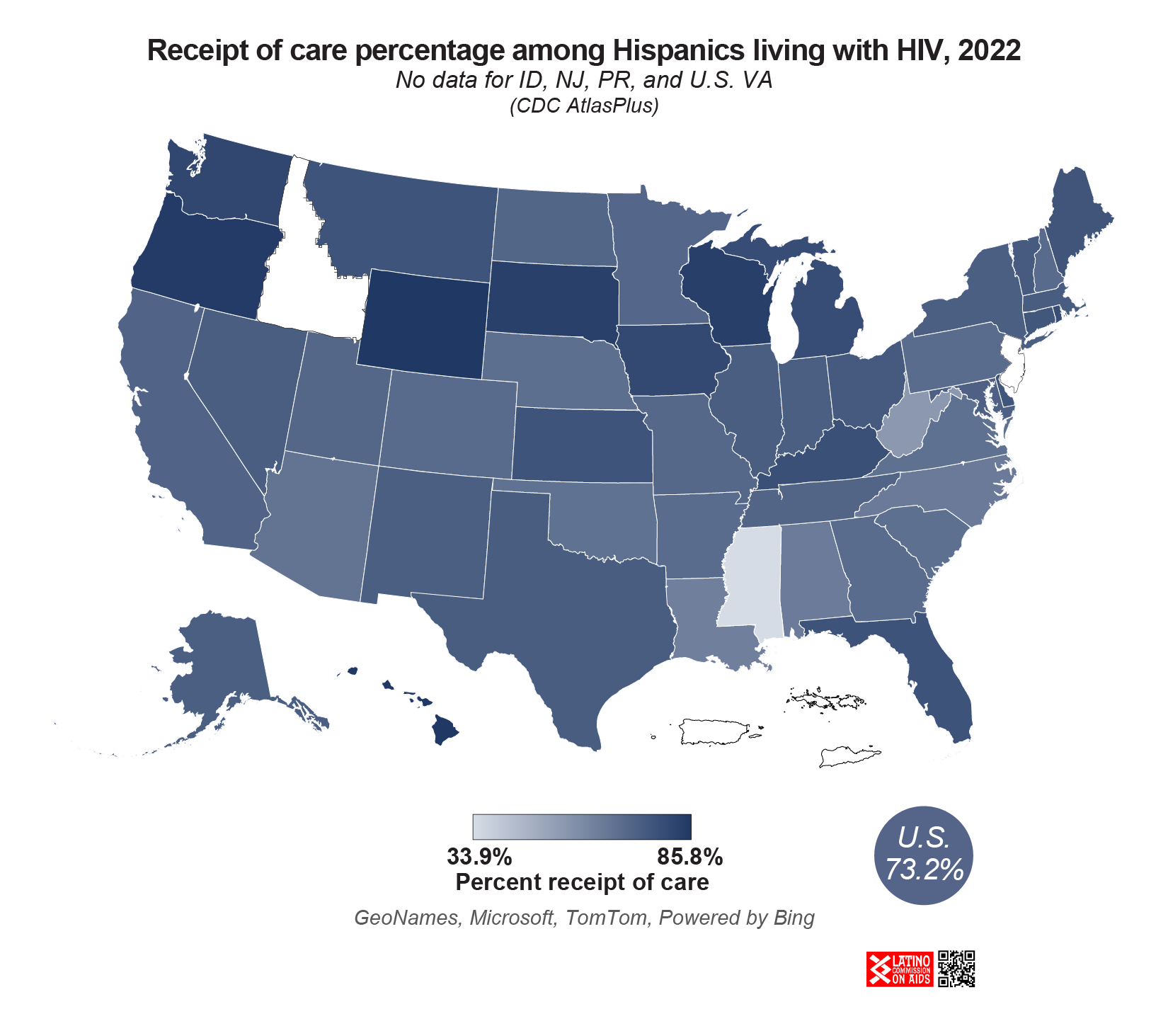 2022 receipt of care Hispanics by state map – Institute for Latine ...