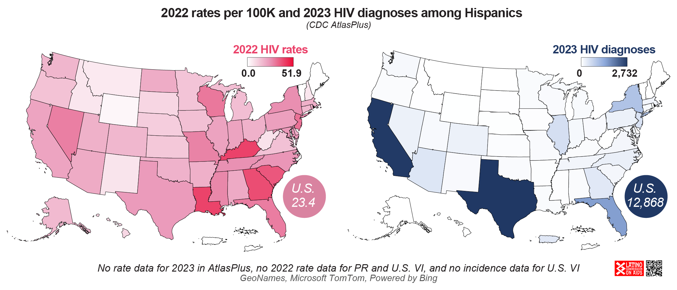 2023 Hispanic diagnoses and rates by state map – Institute for Latine ...